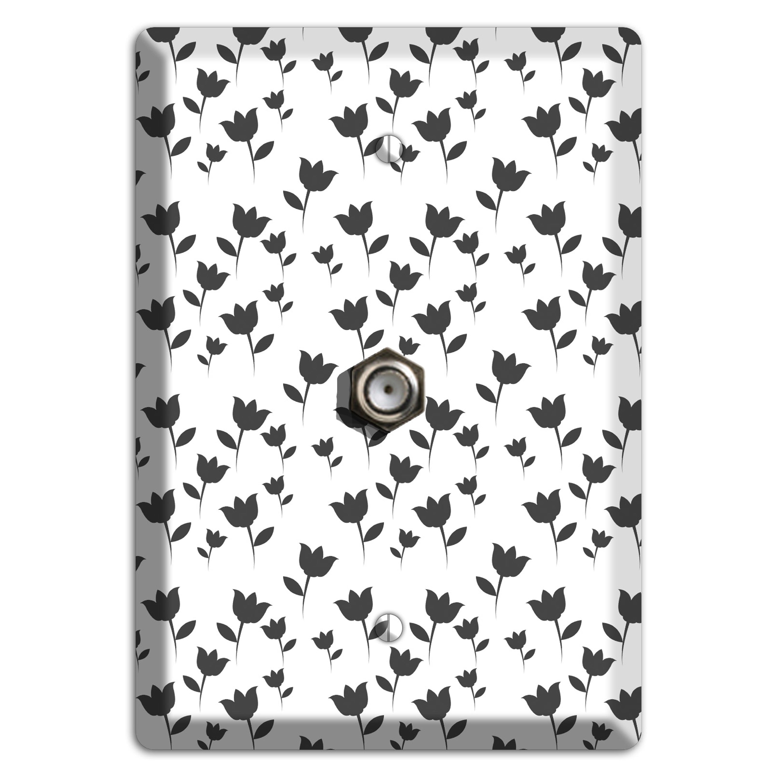 Black and White Tulips Cable Wallplate