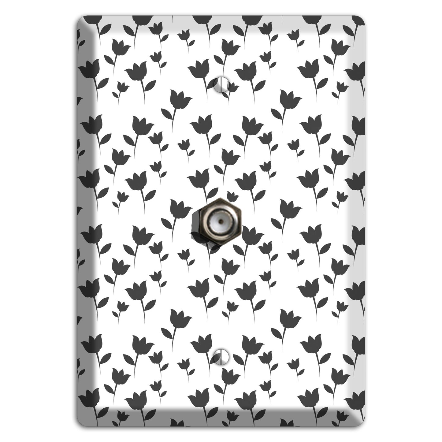 Black and White Tulips Cable Wallplate