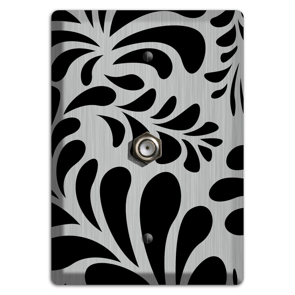 Black Herati Stainless Steel Cable Wallplate