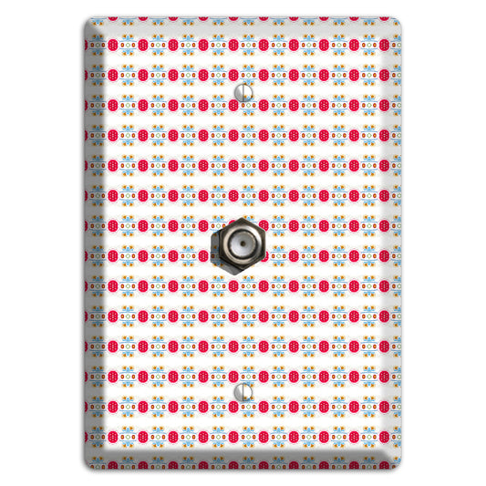 Off White with Red Blue Olive Tapestry Cable Wallplate