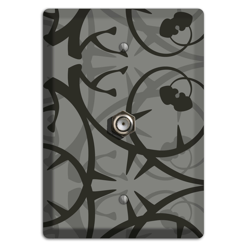 Grey with Black Retro Sprig Cable Wallplate