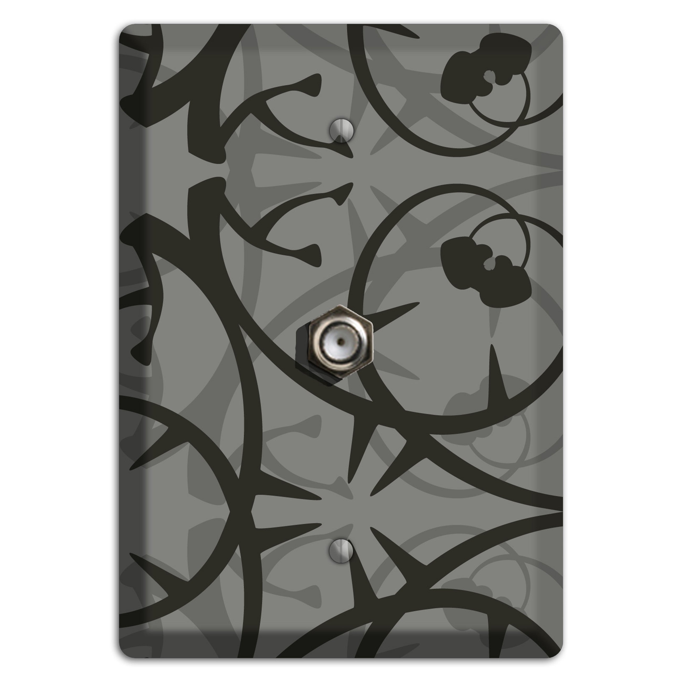 Grey with Black Retro Sprig Cable Wallplate