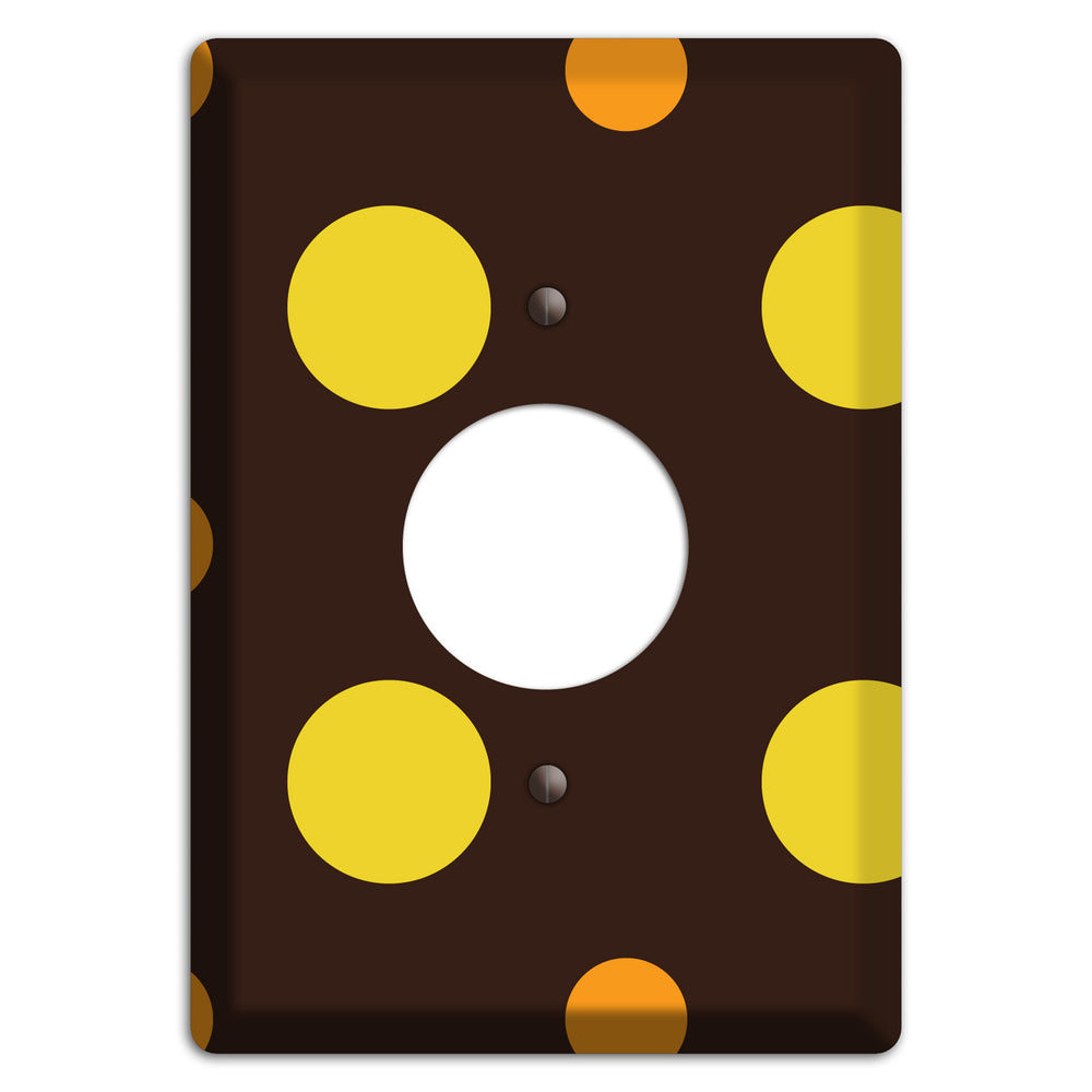 Black with Yellow and Orange Multi Medium Polka Dots Single Receptacle Wallplate