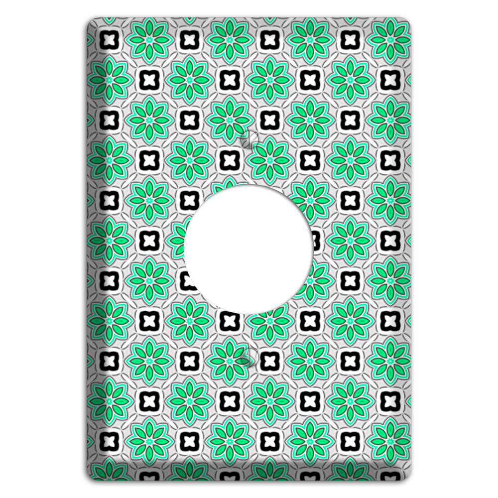 Green and Black Foulard Single Receptacle Wallplate
