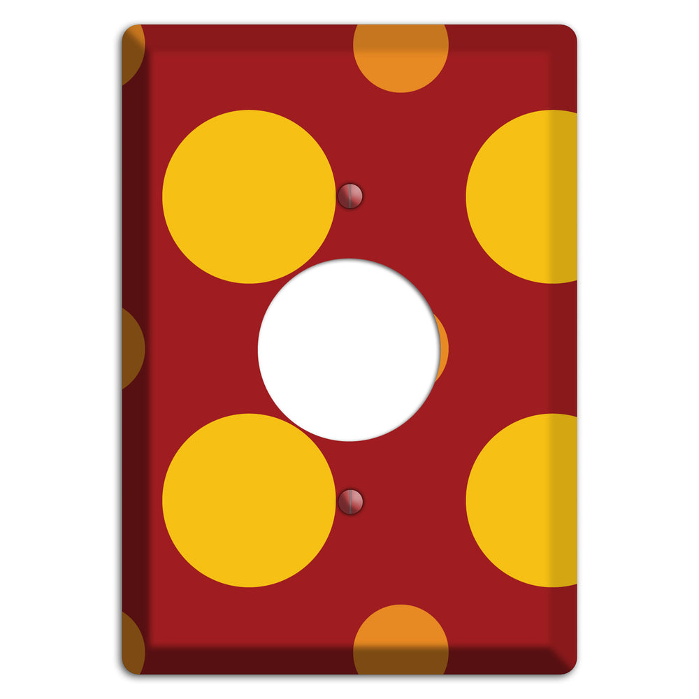 Red with Multi Orange Multi Medium Polka Dots Single Receptacle Wallplate
