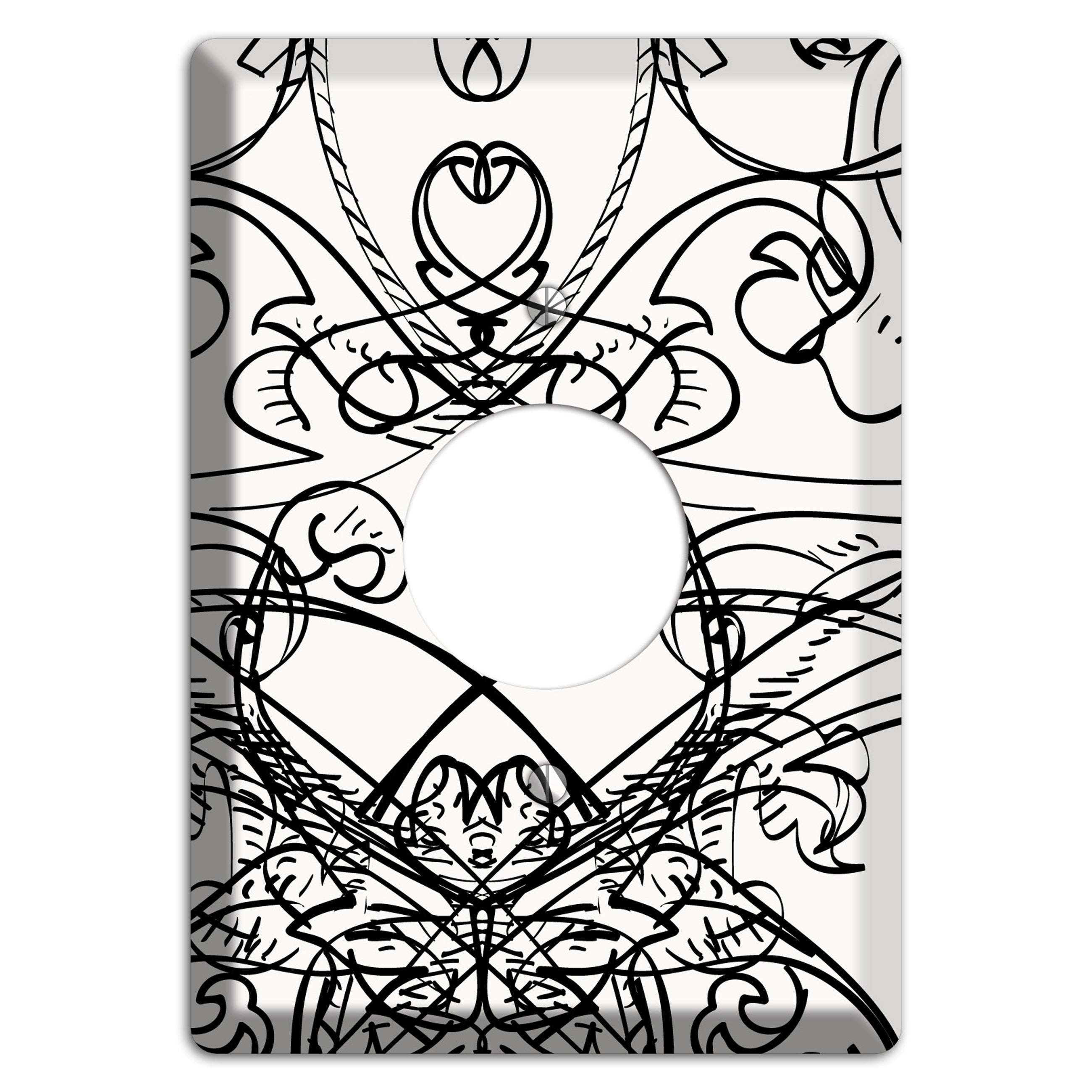 White Deco Sketch Single Receptacle Wallplate