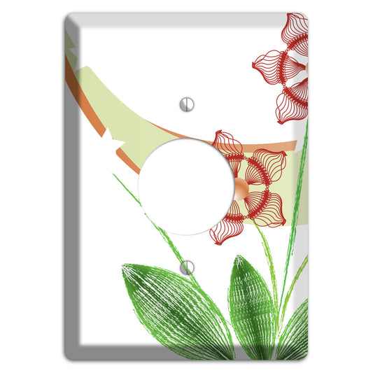 Green Abstract Flowers Single Receptacle Wallplate