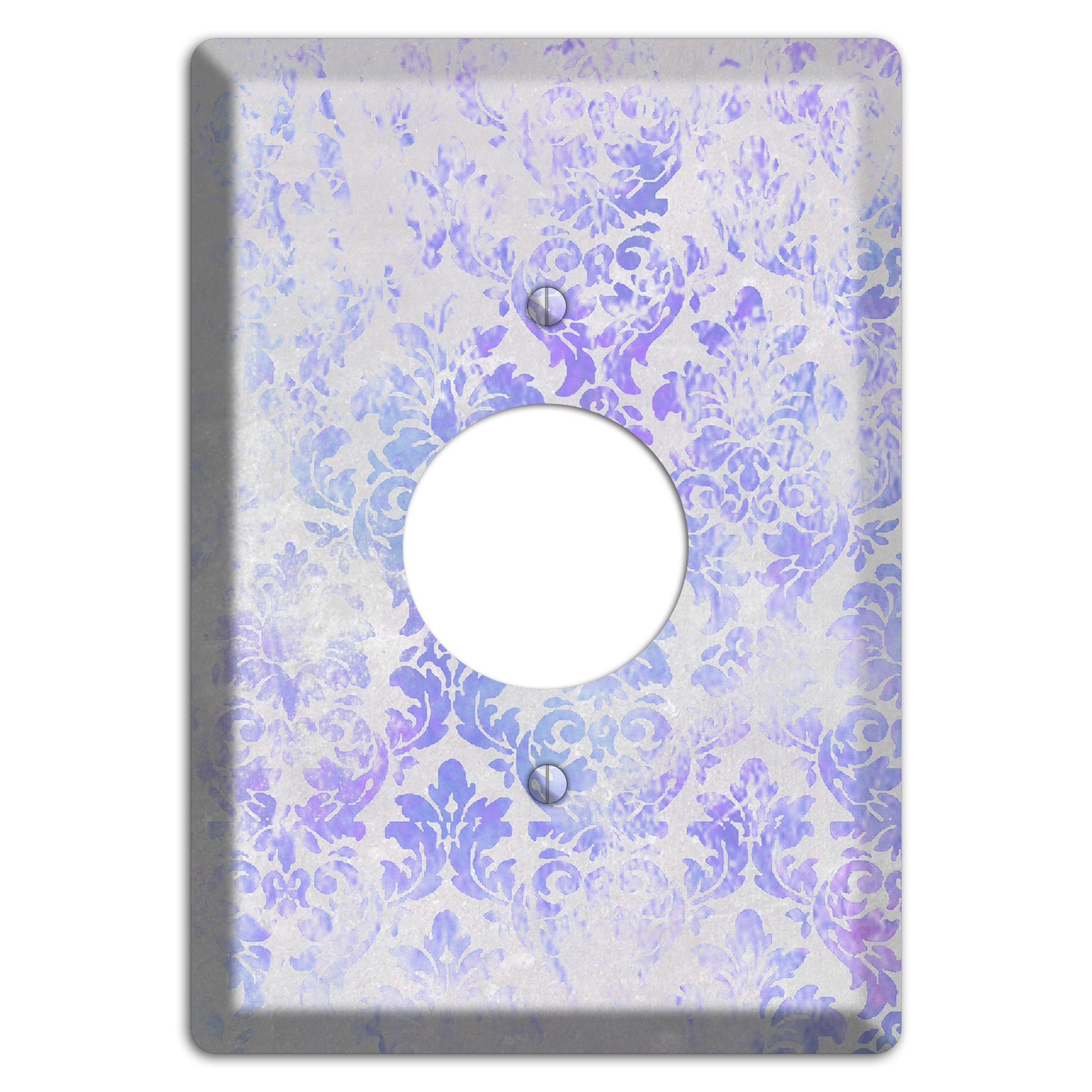 Periwinkle Gray Whimsical Damask Single Receptacle Wallplate
