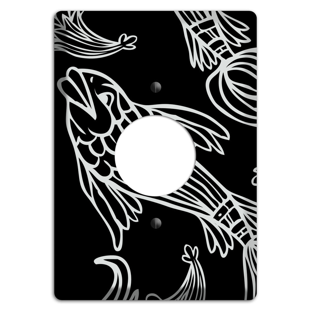 Black and White Koi Single Receptacle Wallplate