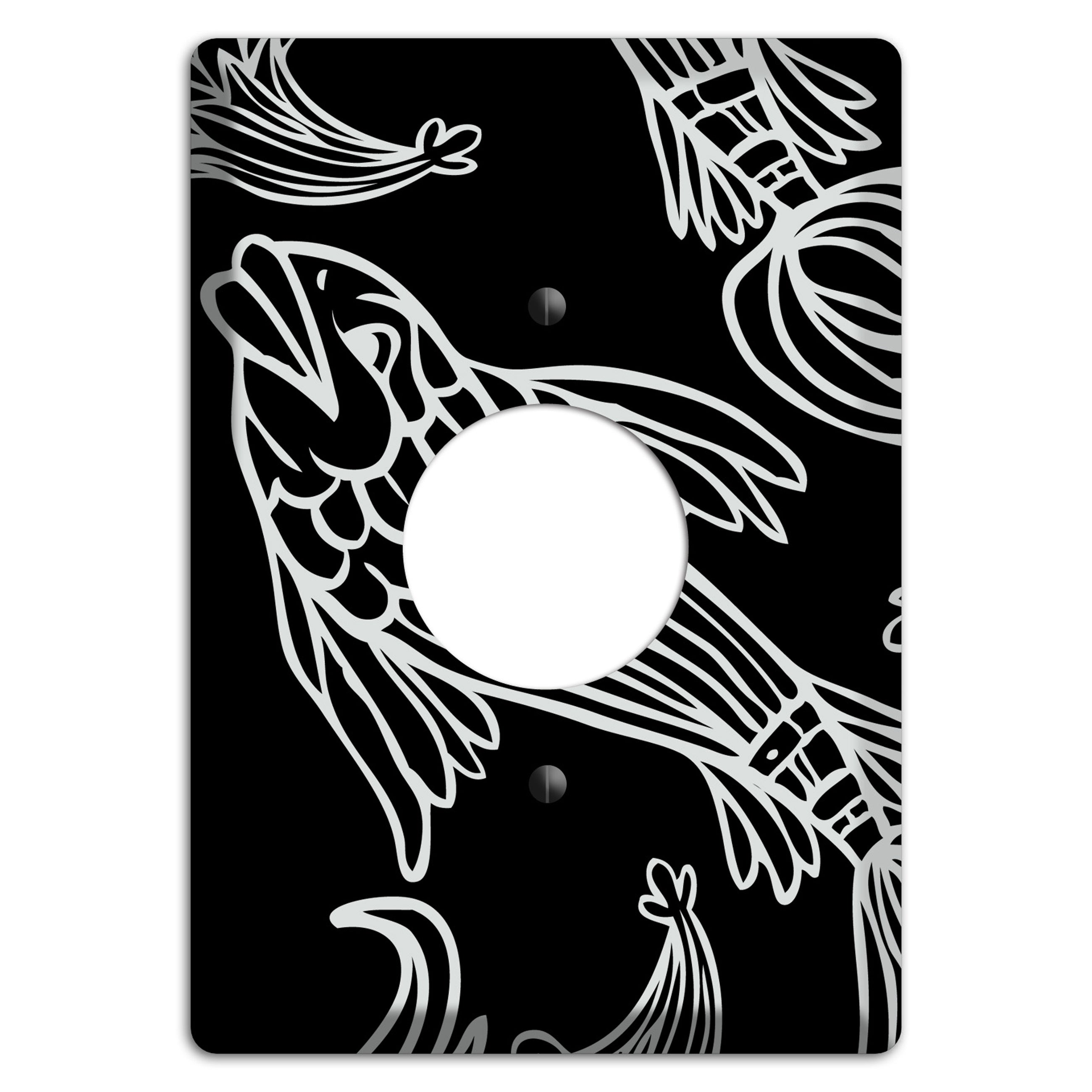 Black and White Koi Single Receptacle Wallplate