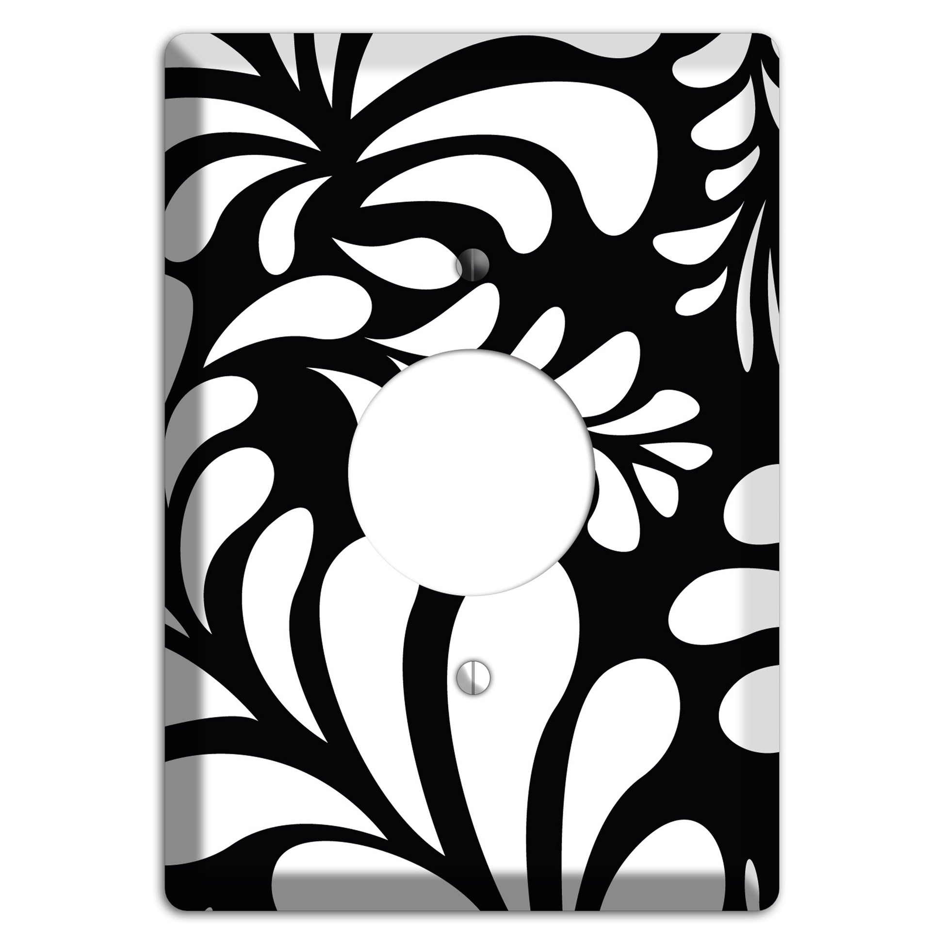 Black with White Herati Single Receptacle Wallplate