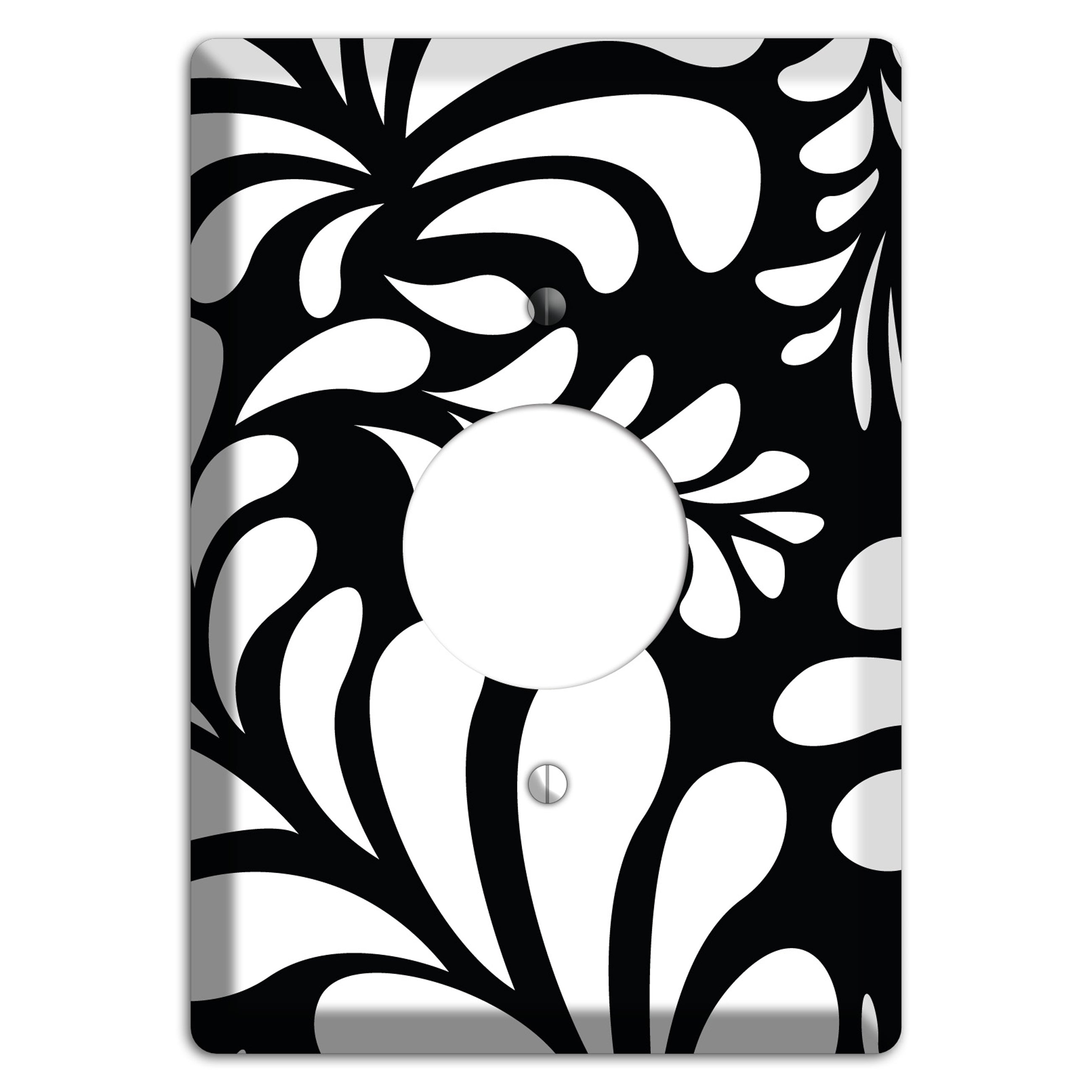 Black with White Herati Single Receptacle Wallplate
