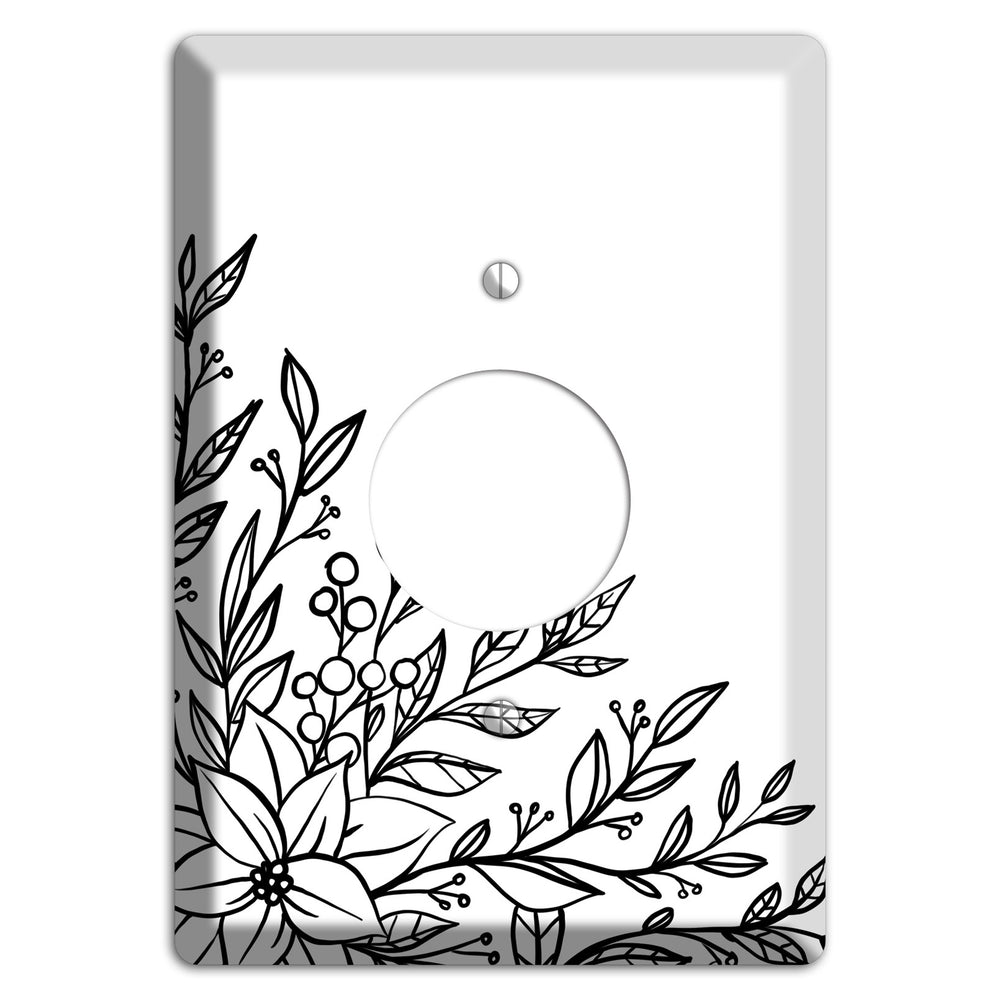 Hand-Drawn Floral 7 Single Receptacle Wallplate