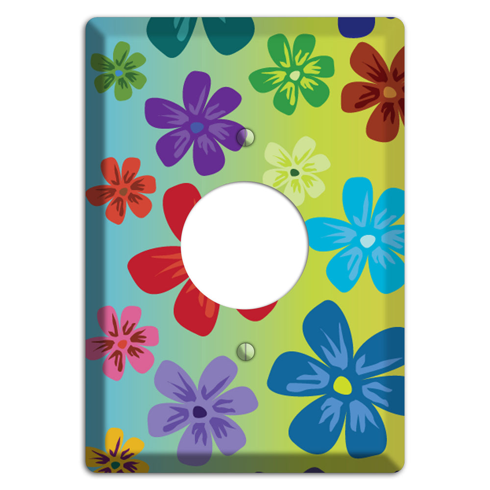 Blue to yellow Flowers Single Receptacle Wallplate