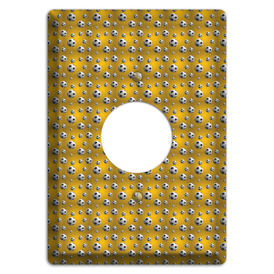 Yellow with Soccer Balls Single Receptacle Wallplate