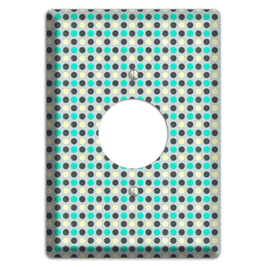 Grey with Black Off White and Turquoise Dots Single Receptacle Wallplate