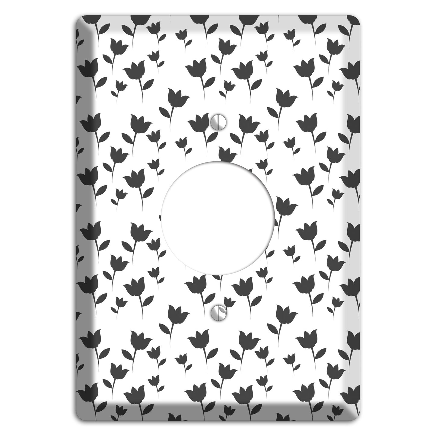 Black and White Tulips Single Receptacle Wallplate