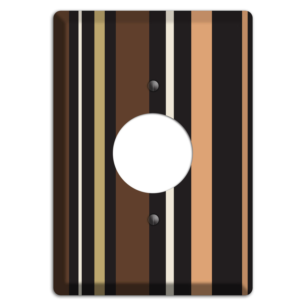 Multi Brown and Coral Vertical Stripe Single Receptacle Wallplate
