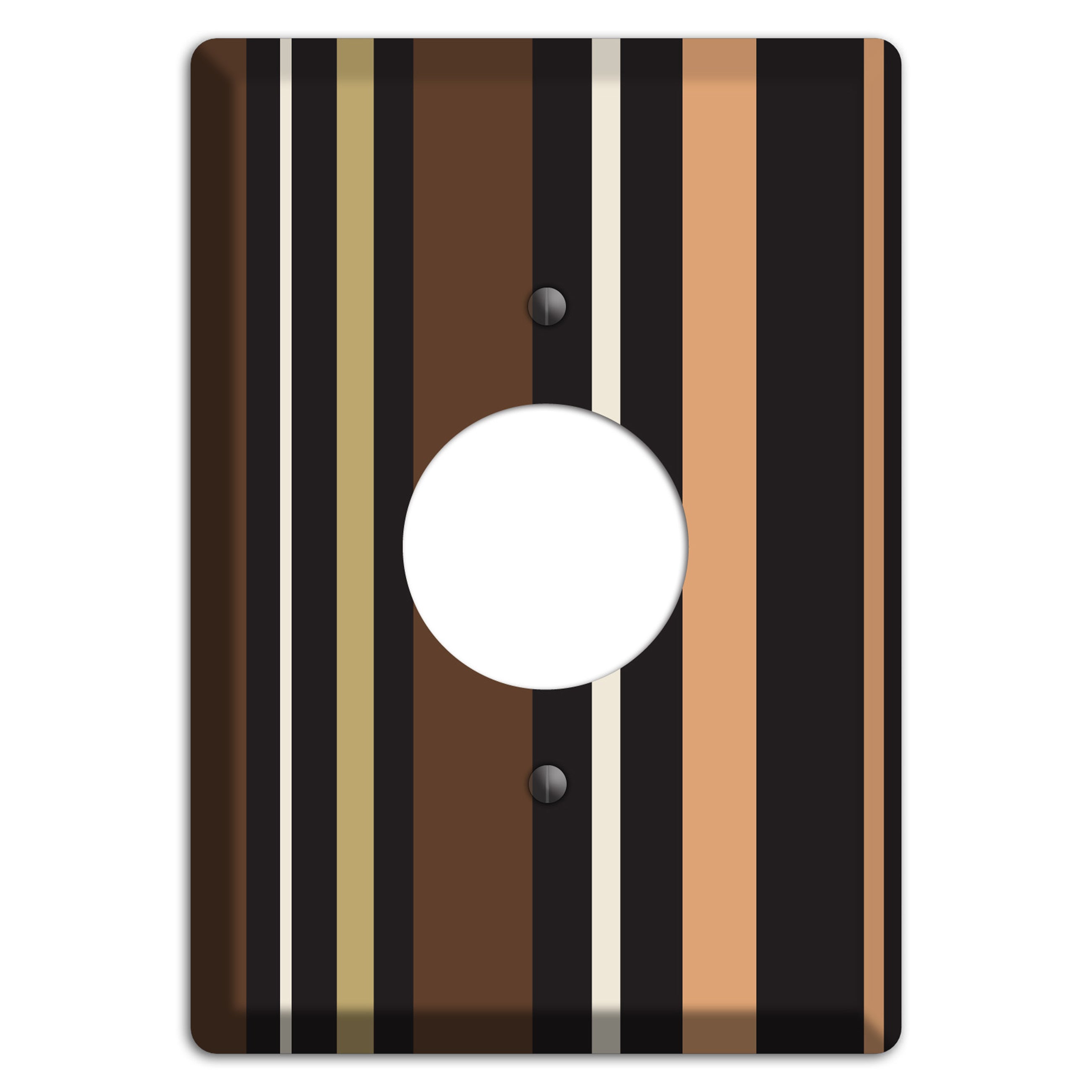 Multi Brown and Coral Vertical Stripe Single Receptacle Wallplate