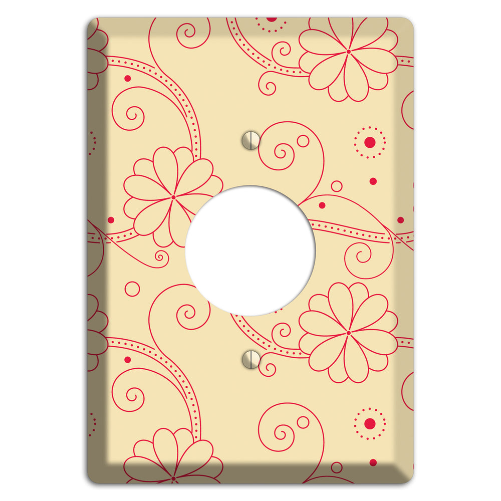 Off White Floral Swirl Single Receptacle Wallplate
