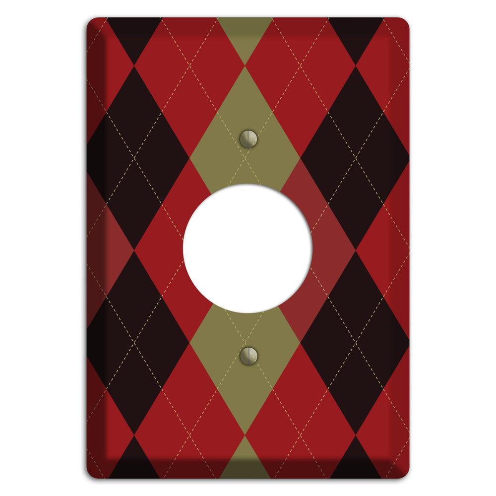 Red Olive Black Argyle Single Receptacle Wallplate