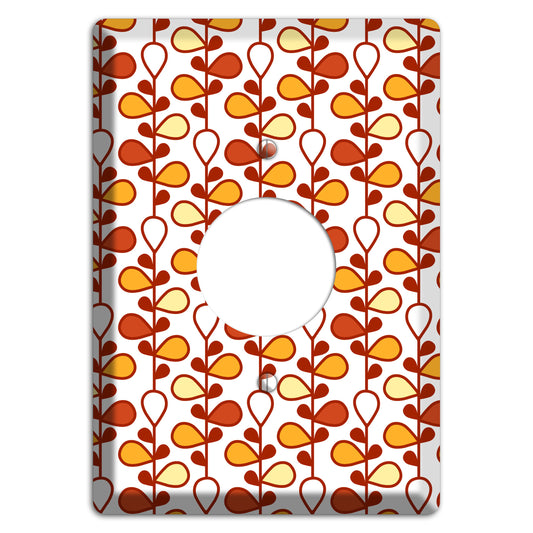 White with Red and Orange Drop and Vine Single Receptacle Wallplate