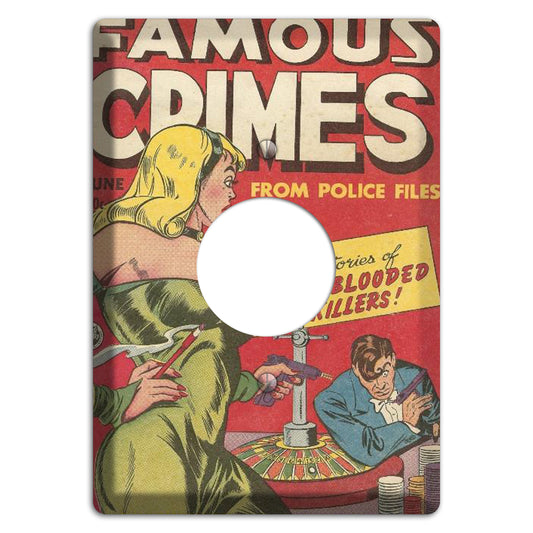 Famous Crimes Vintage Comics Single Receptacle Wallplate