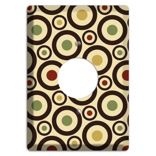 Beige with Olive Mustard Maroon Retro Bullseye Single Receptacle Wallplate