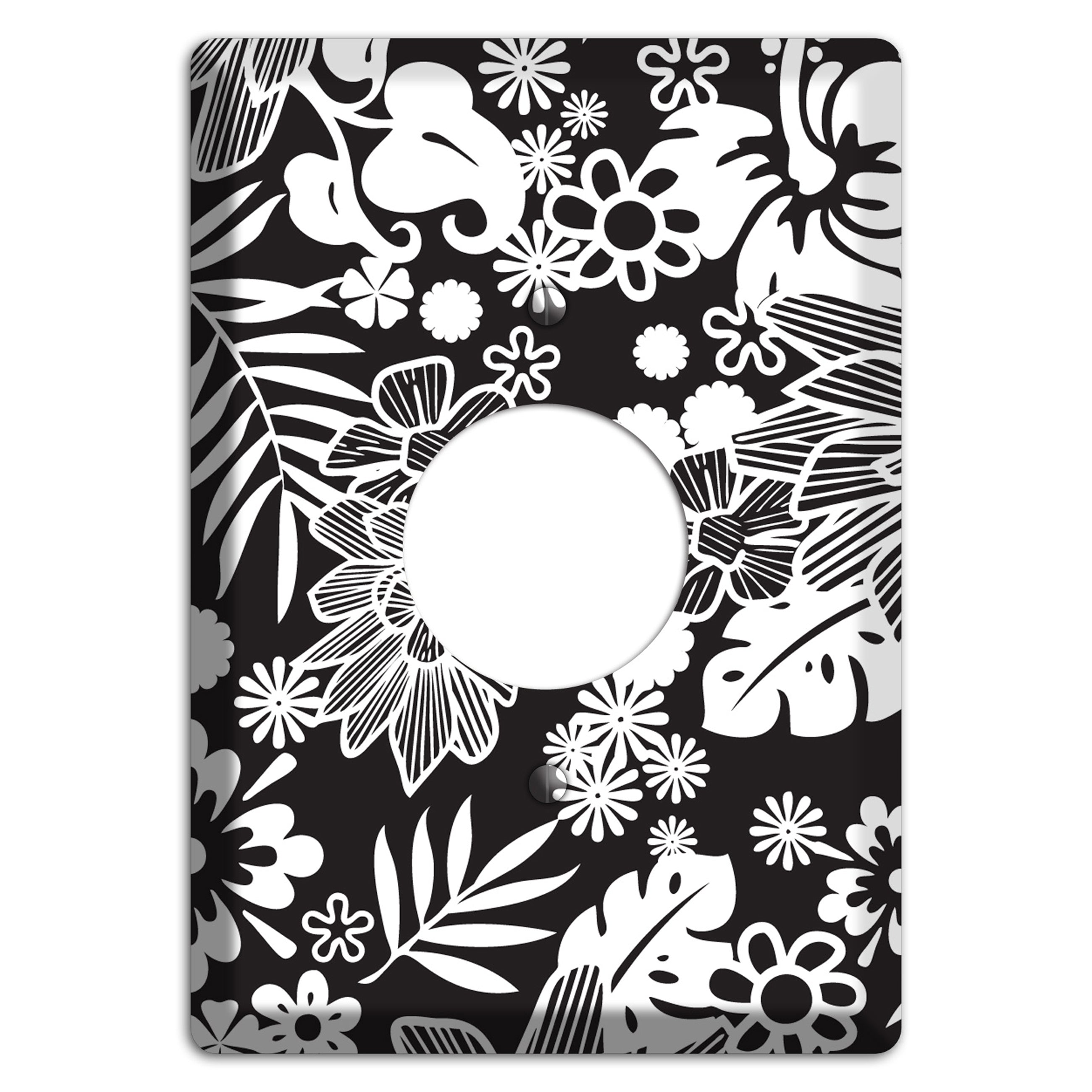 Black with White Tropical Single Receptacle Wallplate