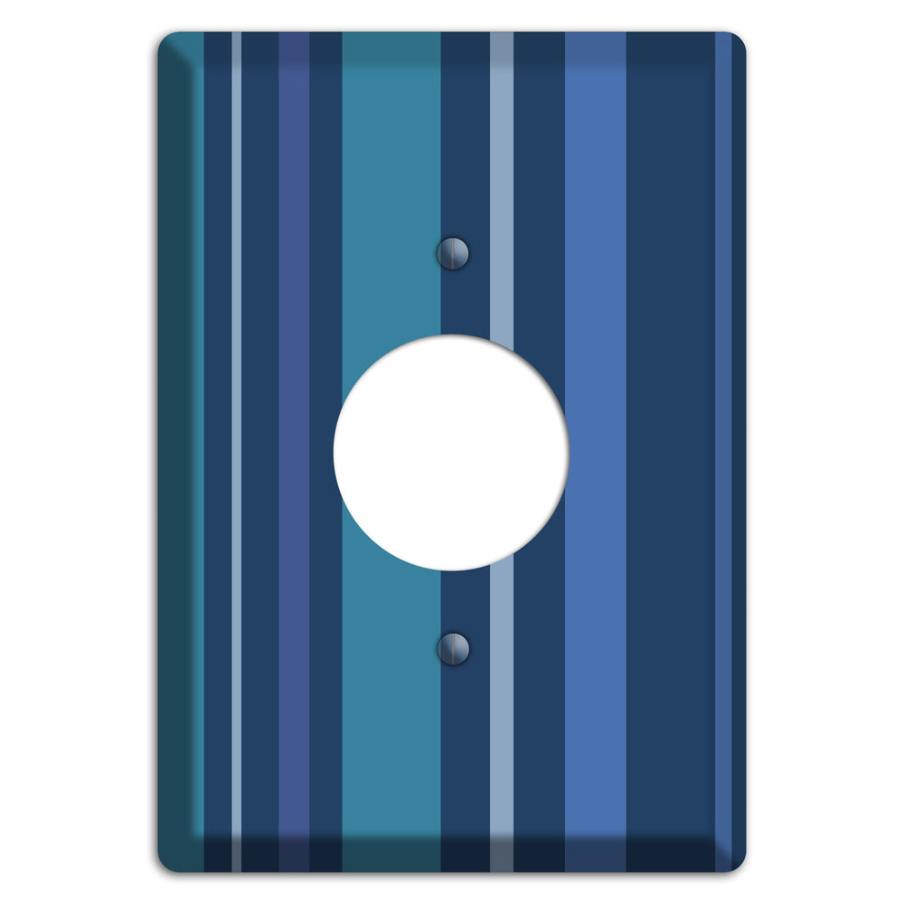 Multi Blue Vertical Stripes Single Receptacle Wallplate