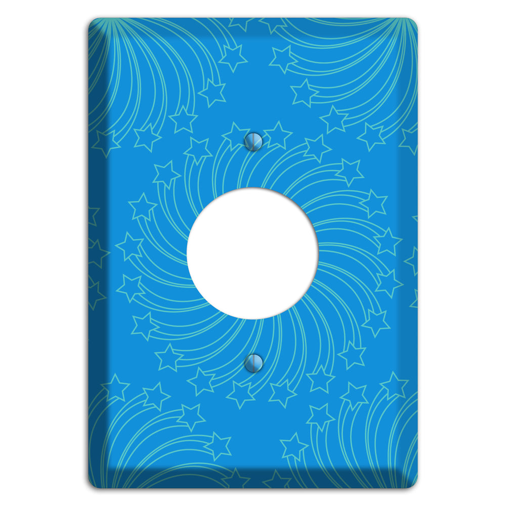 Multi Blue Star Swirl Single Receptacle Wallplate