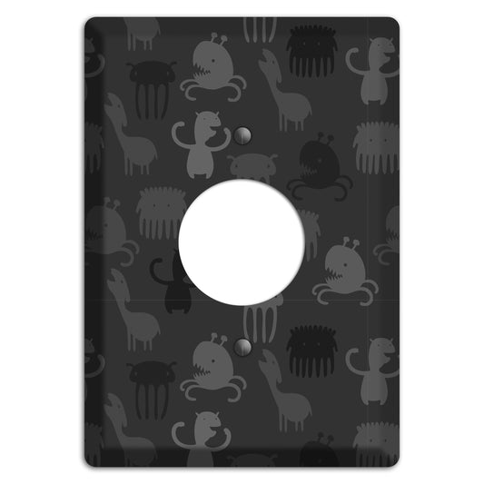 Silly Monsters Black and Grey Single Receptacle Wallplate