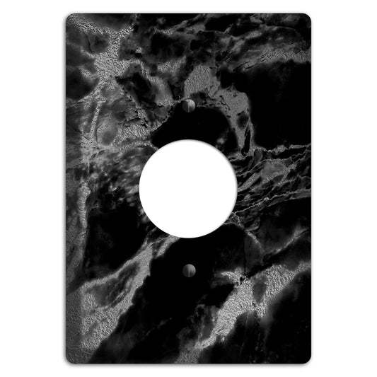 Black and Silver Marble Single Receptacle Wallplate