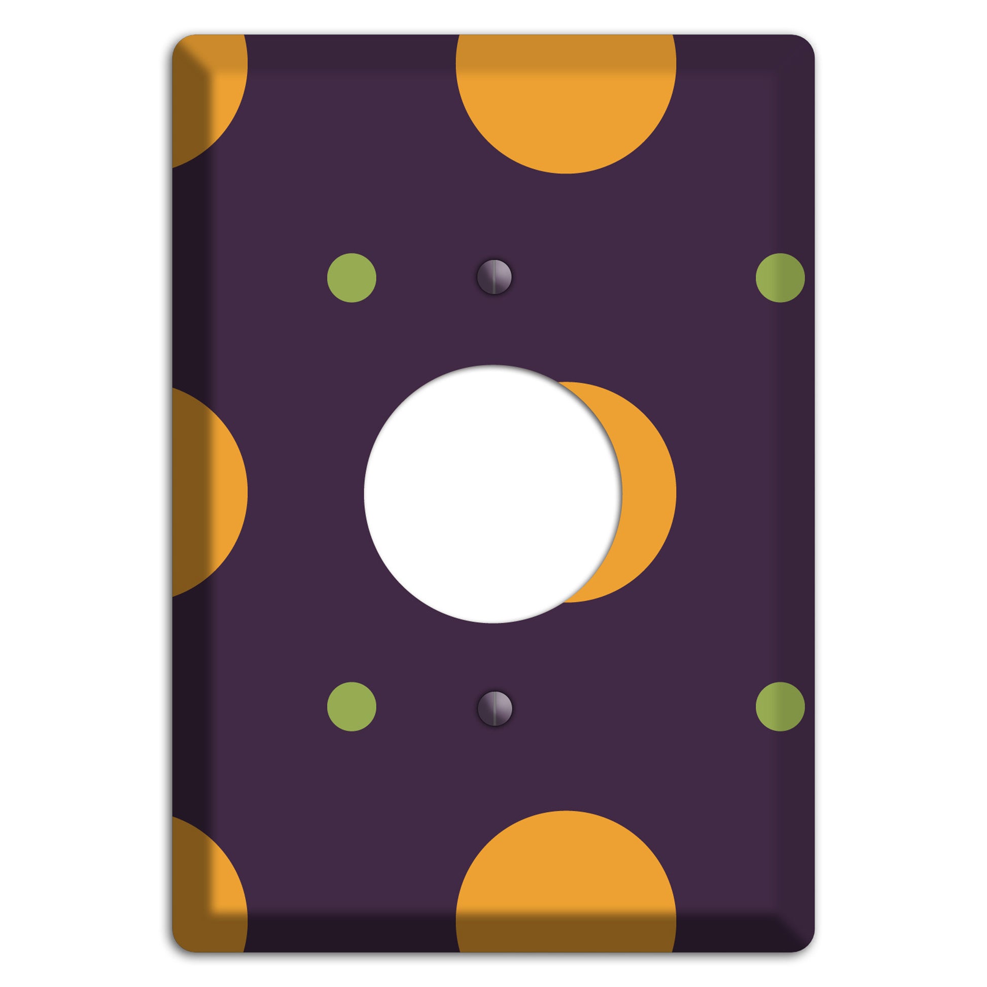 Eggplant with Orange and Lime Multi Tiled Medium Dots Single Receptacle Wallplate