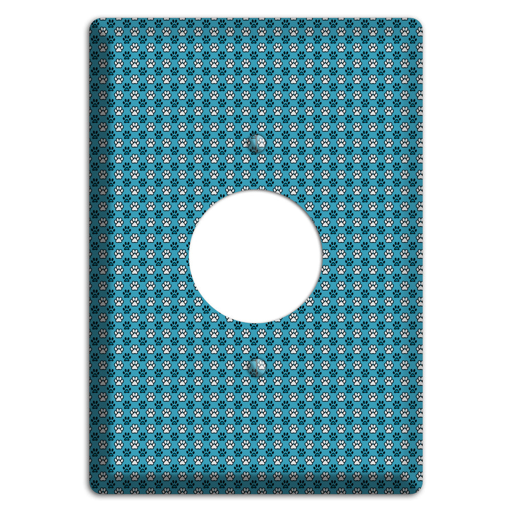 Blue Paw Prints Single Receptacle Wallplate