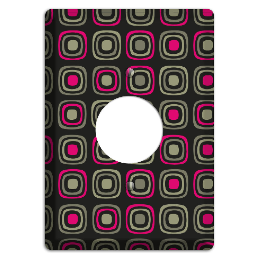 Multi Brown Fuschia Olive Retro Squares Single Receptacle Wallplate