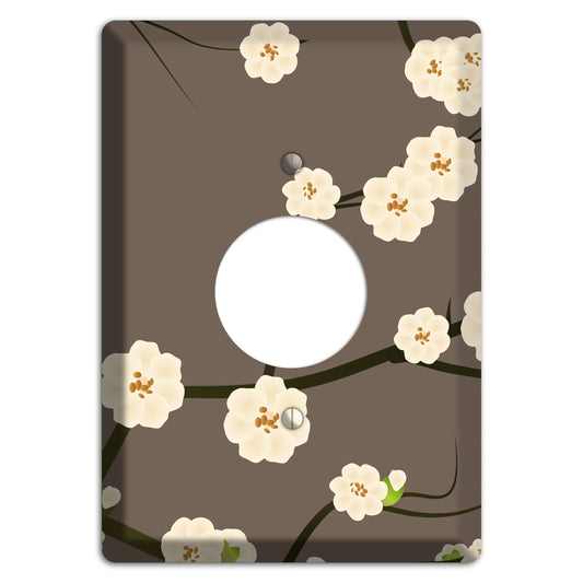 Yellow and Brown Cherry Blossoms Single Receptacle Wallplate
