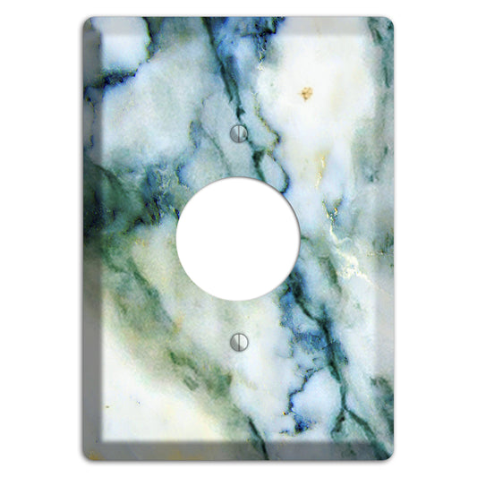 White, Green and Blue Marble Single Receptacle Wallplate