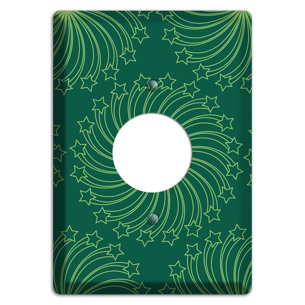 Multi Green Star Swirl Single Receptacle Wallplate