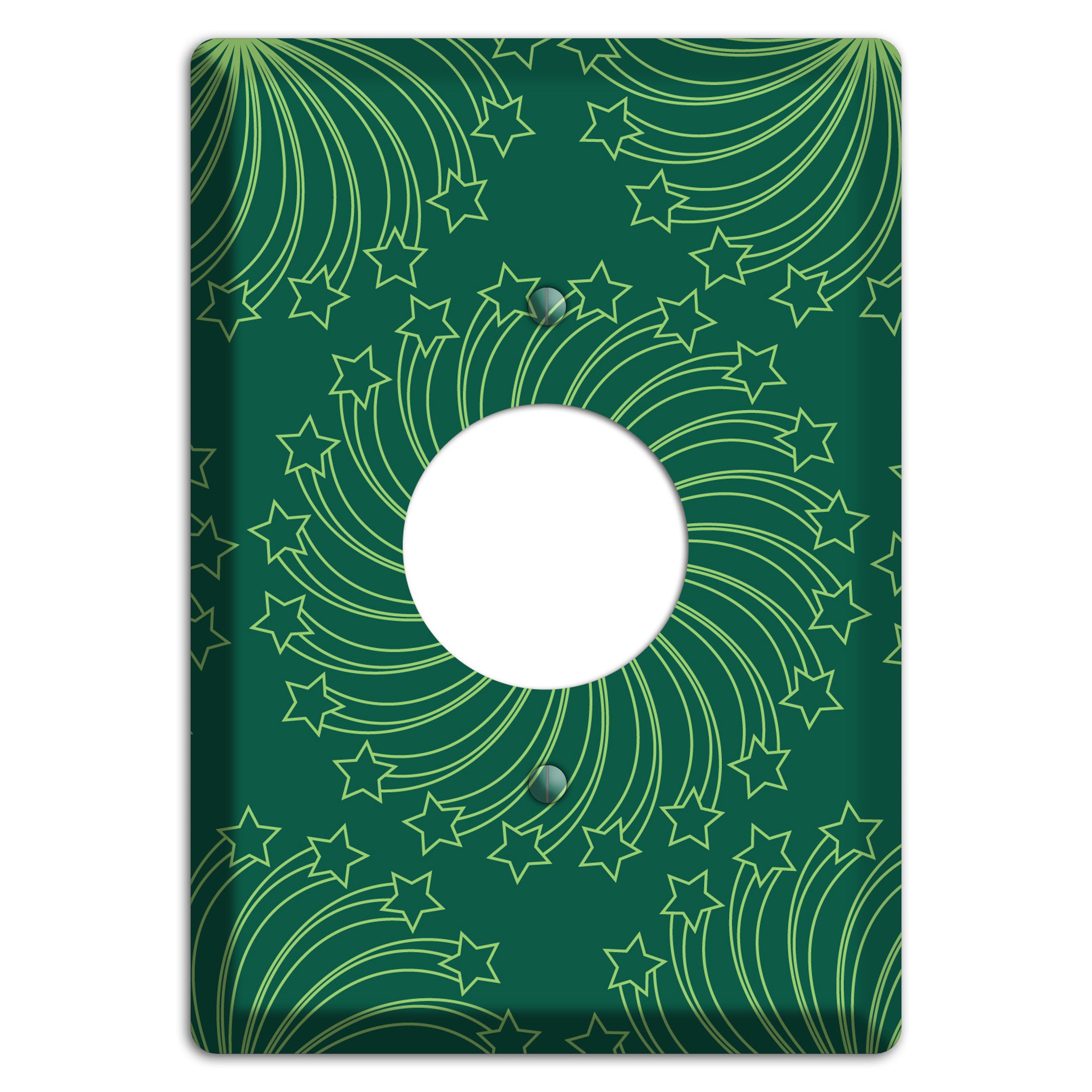 Multi Green Star Swirl Single Receptacle Wallplate