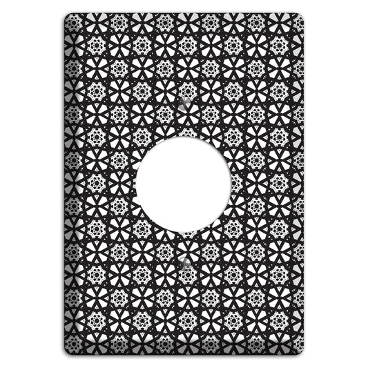White with Black Arabesque Single Receptacle Wallplate