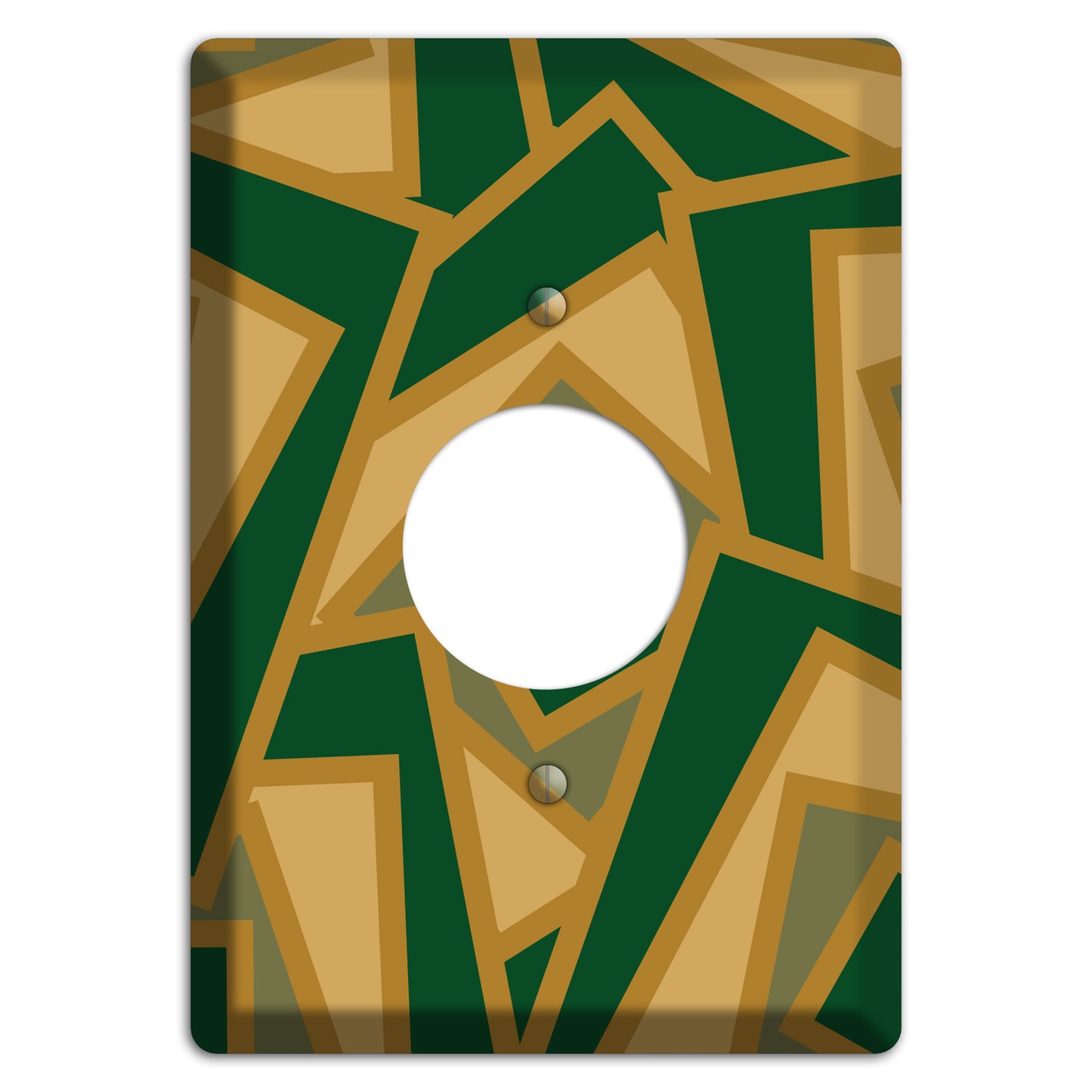 Green and Beige Retro Cubist Single Receptacle Wallplate