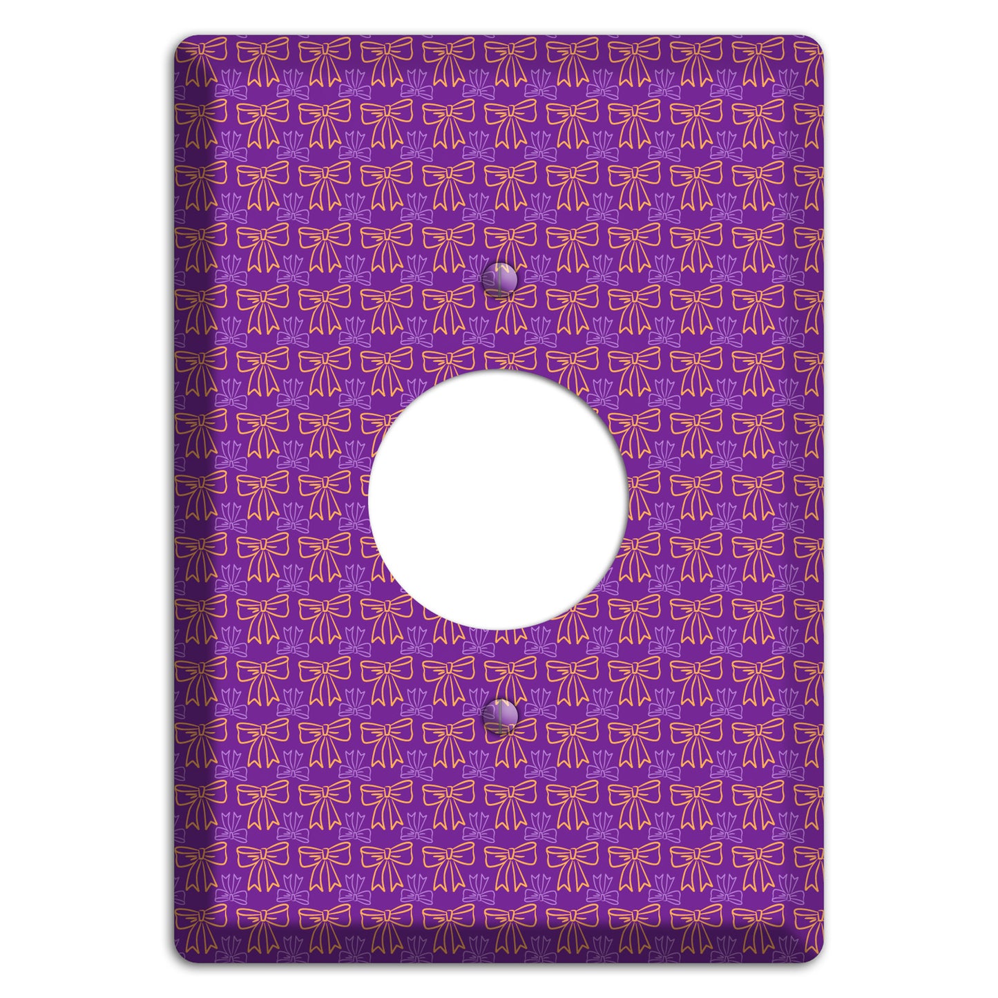 Purple with Pink Bows Single Receptacle Wallplate