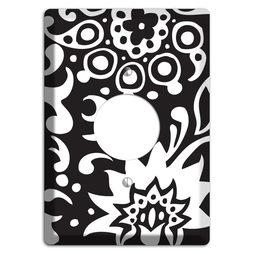 Black with White Boteh Single Receptacle Wallplate
