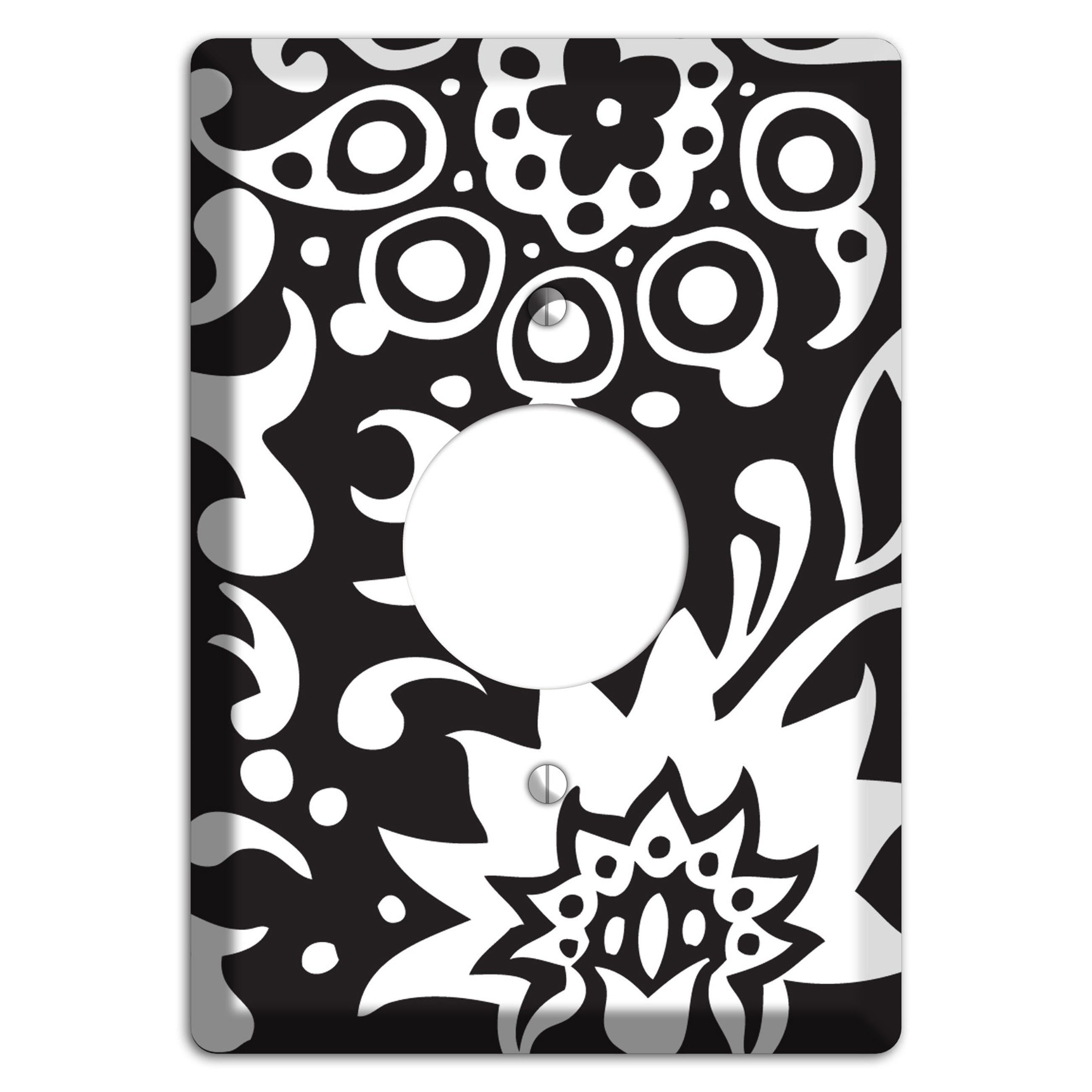Black with White Boteh Single Receptacle Wallplate