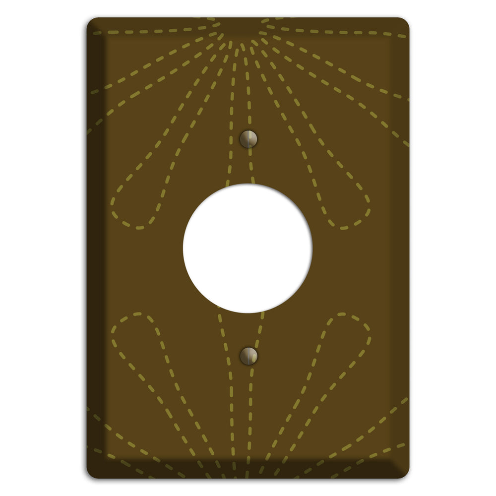 Brown Retro Stipple Floral Contour Single Receptacle Wallplate
