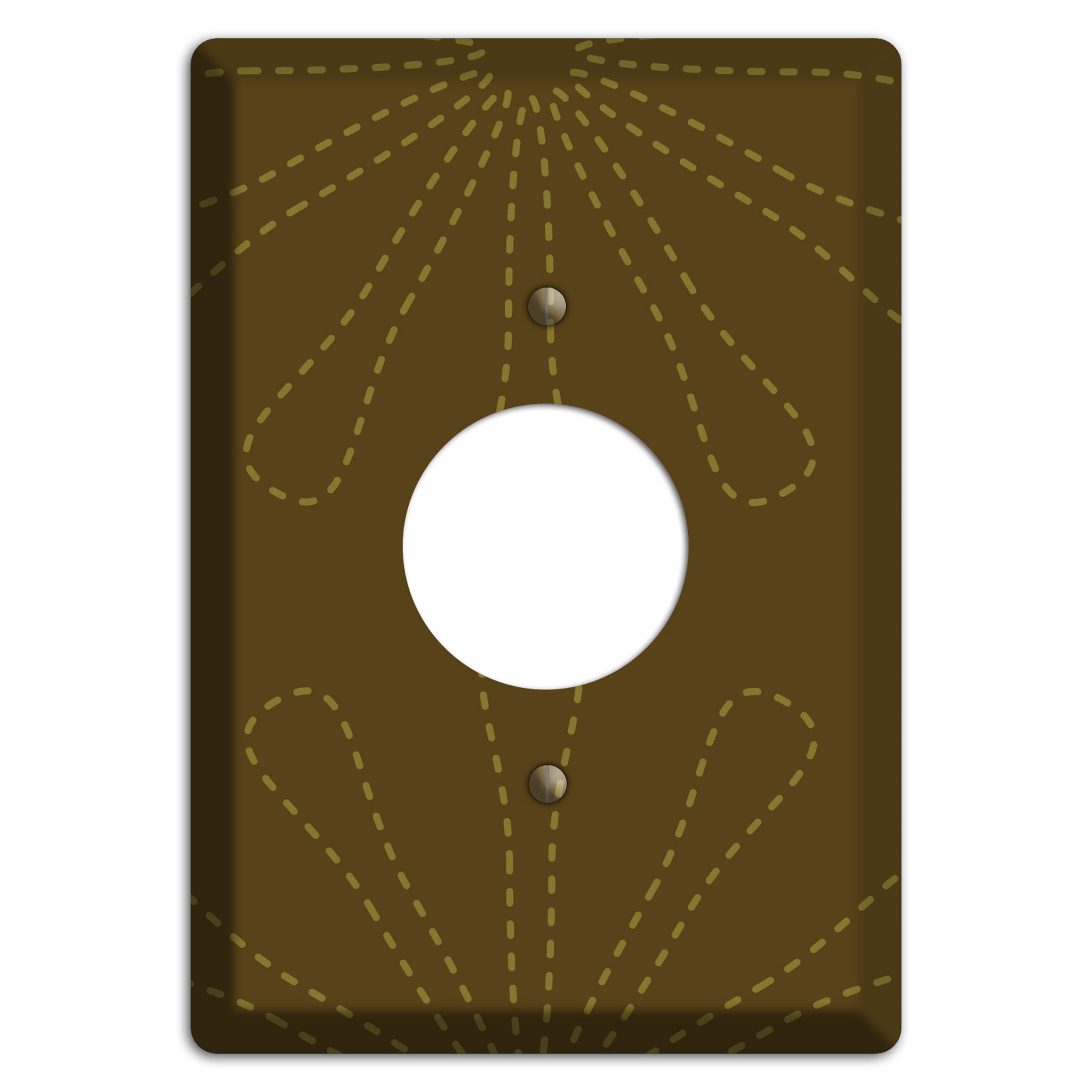 Brown Retro Stipple Floral Contour Single Receptacle Wallplate