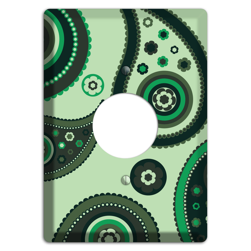 Green Paisley Single Receptacle Wallplate