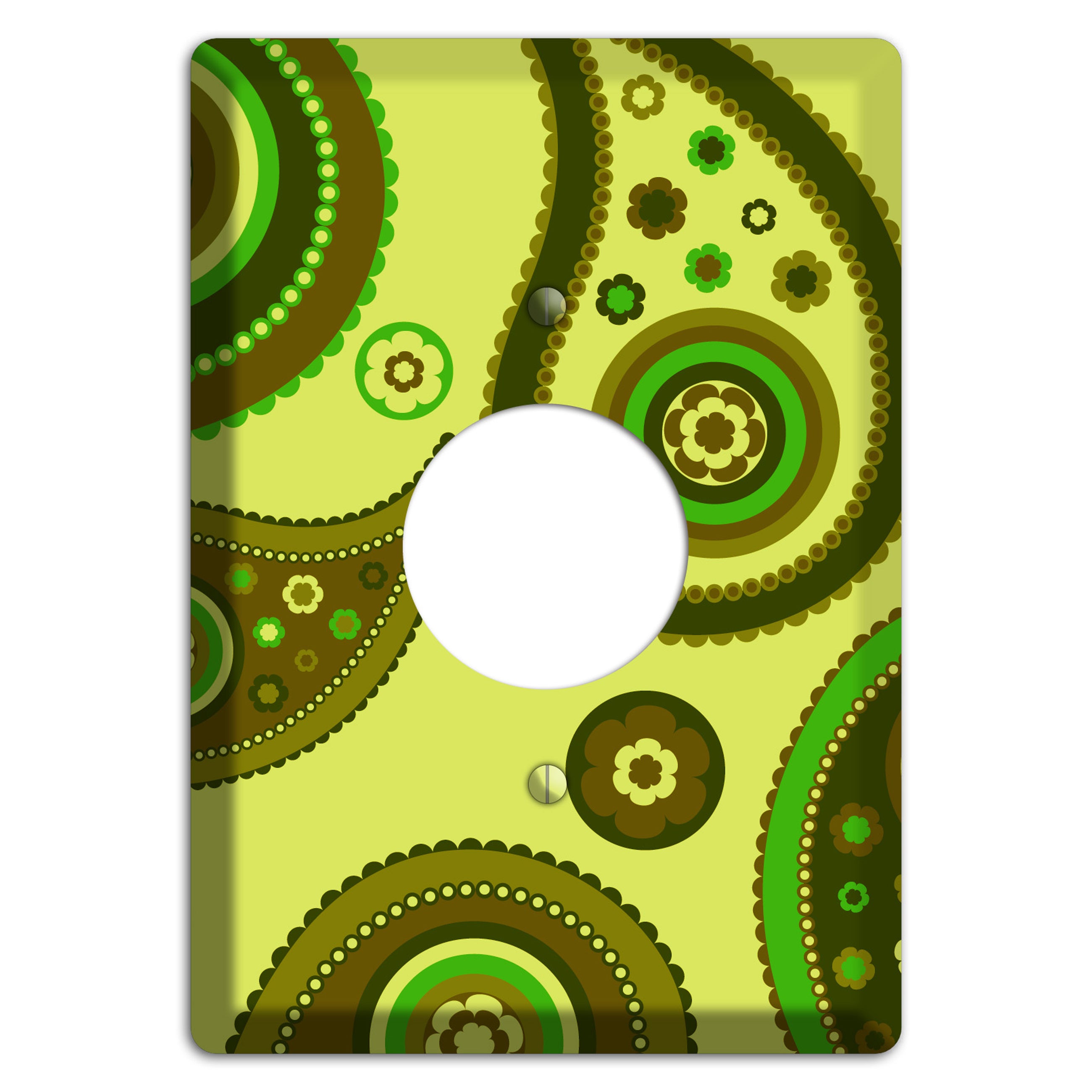 Bright Green Paisley Single Receptacle Wallplate