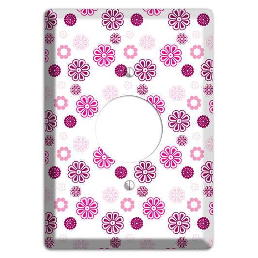 Maroon and Pink Retro Floral Single Receptacle Wallplate